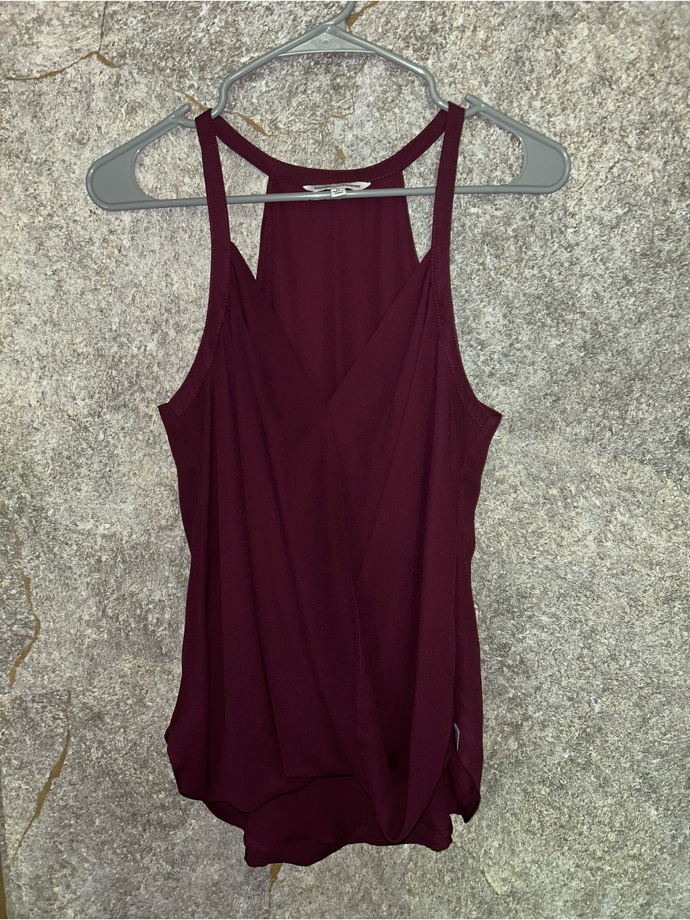 Draped V-Neck Sleeveless Camisole - Burgundy